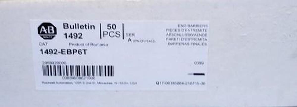 Used BOX OF 46 NEW ALLEN BRADLEY 1492-EBP6T END BARRIERS SER. A