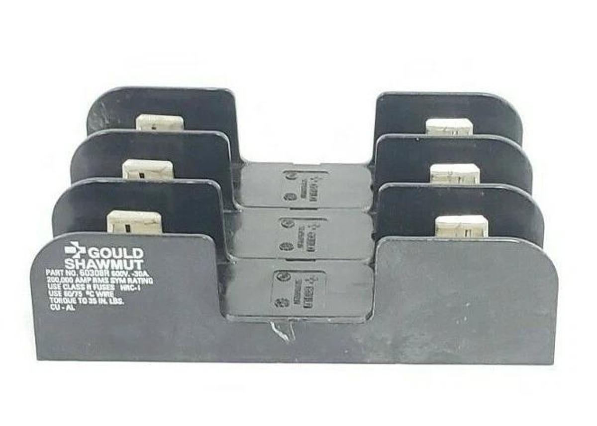 Used GOULD SHAWMUT 60308R 600V 30A FUSE BLOCK