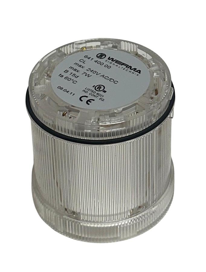 Used WERMA 641 400 00 / 64140000 PERMANENT LIGHT ELEMENT CLEAR 240VAC/DC 7W NSNP