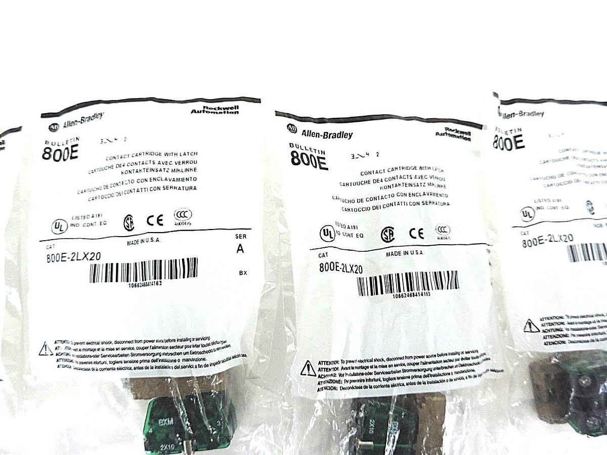 LOT OF 4 NEW ALLEN BRADLEY 800E-2LX20 CONTACT CARTRIDGES W/ LATCH SER. A