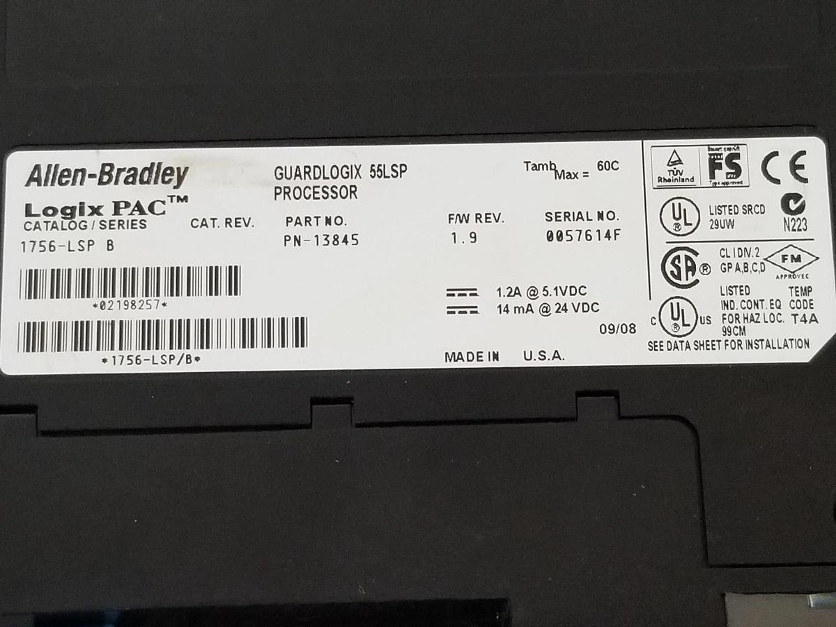 Used ALLEN BRADLEY 1756-L62S & 1756-LSP GUARDLOGIX PROCESSORS SER. B (DAMAGED)