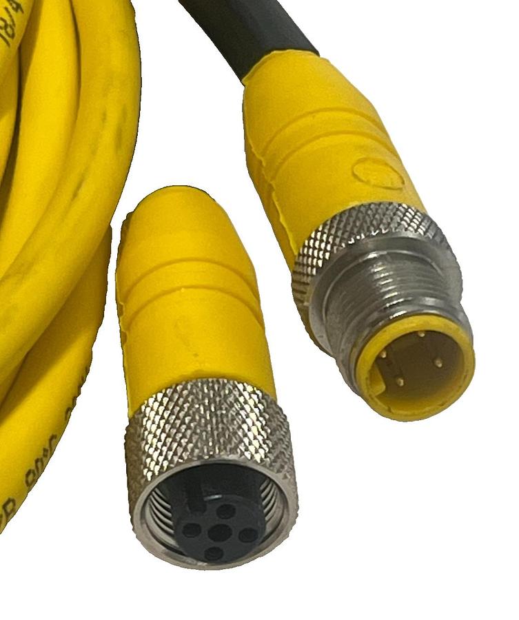 Used LUMBERG RST 4-RKT M12 Male Straight to Female Straight 4-Pin Cordset 1.75 meters