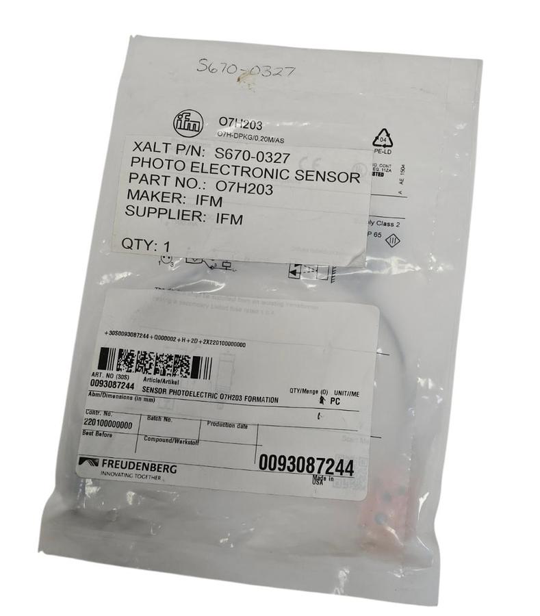 NEW IFM O7H-DPKG/0,20M/AS DIFFUSE REFLECTION SENSOR O7H203