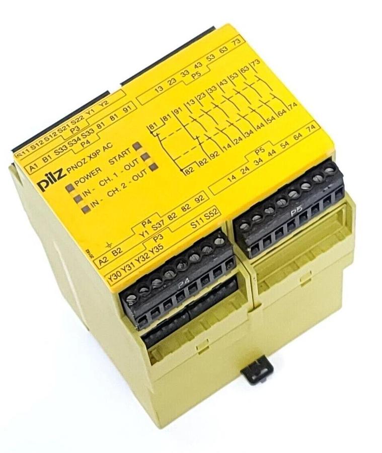 Used PILZ PNOZ X9P 24VDC 100-240VACDC 7no 2nc 2so SAFETY RELAY 777606 PNOZX9P