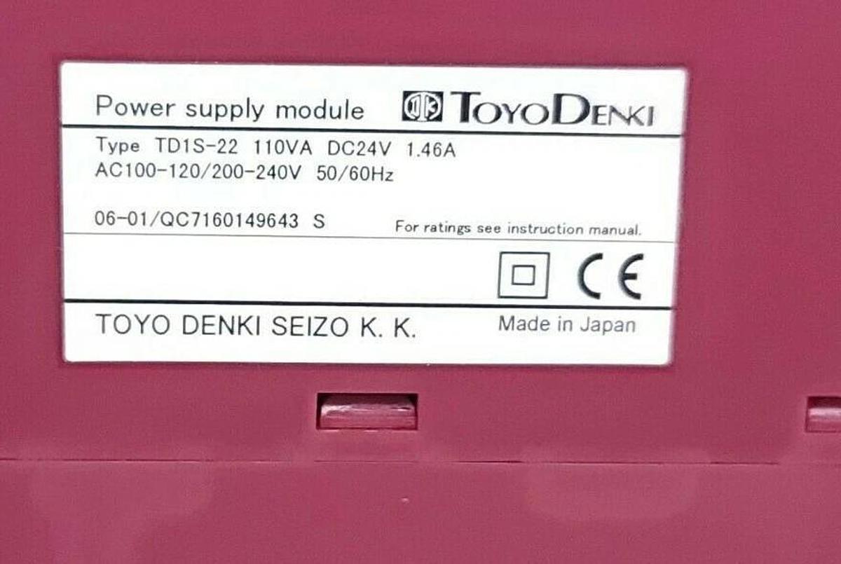 Used NIB TOYO DENKI TD1S-22 POWER SUPPLY TD1S22 110VA DC24V 1.46A