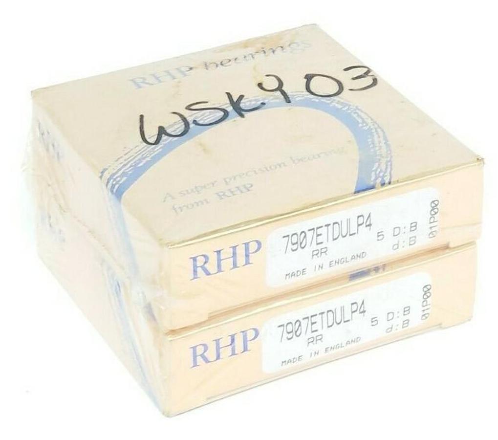 SET OF 2 SEALED RHP 7907ETDULP4 SUPER PRECISION BALL BEARINGS