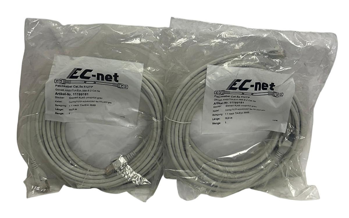 Used 2 EC-net 11199181 EtherNet PATCH CABLES CAT 5E F/UTP STEWART RJ45 10M NSFS