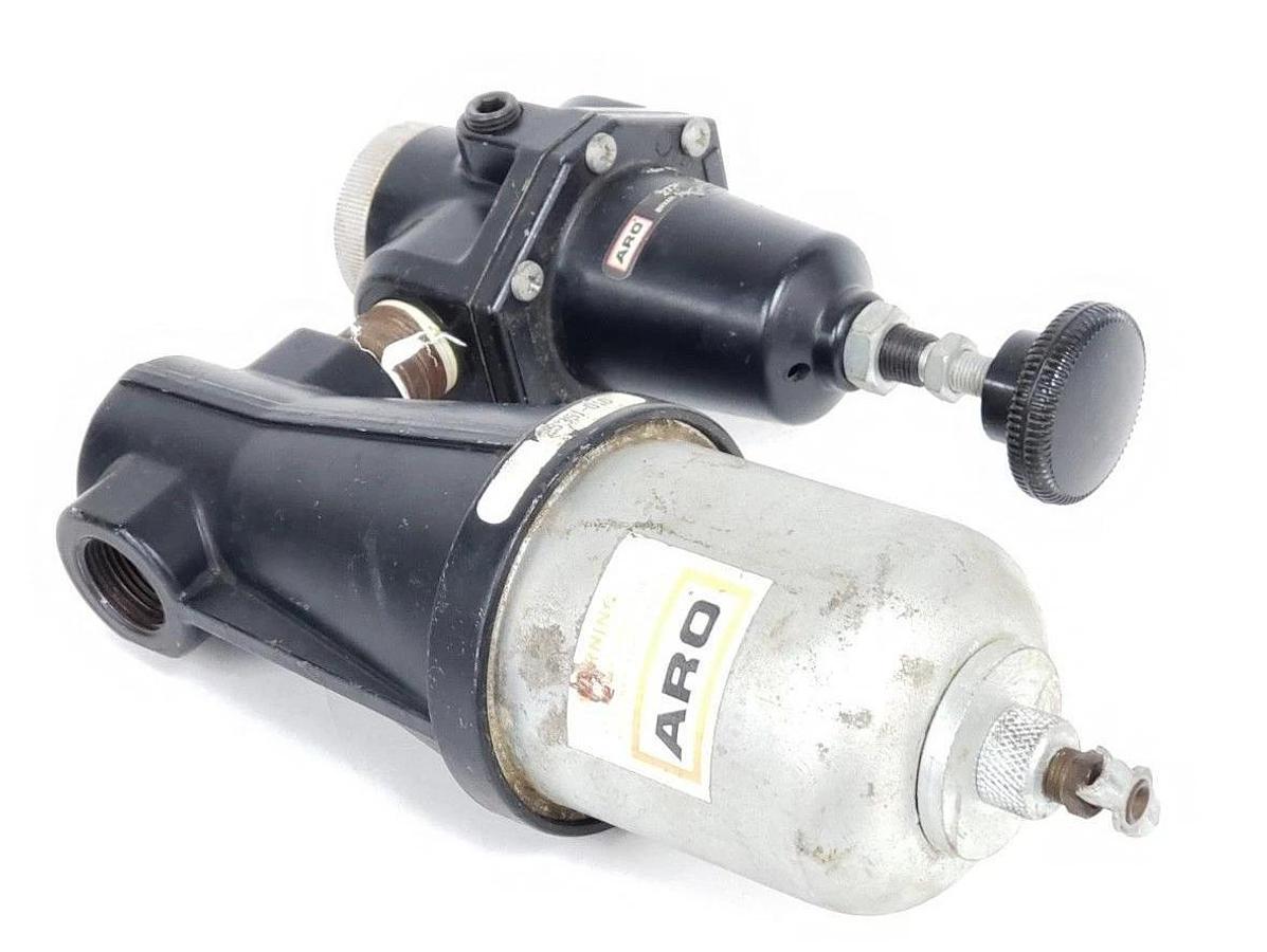 Used INGERSOLL RAND ARO 25351-010 HEAVY DUTY FILTER W/ 27354-000 REGULATOR 1/2IN