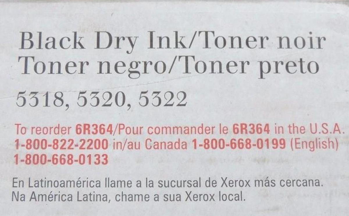 NIB XEROX 6R364 BLACK DRY INK/TONER 5318, 5320, 5322