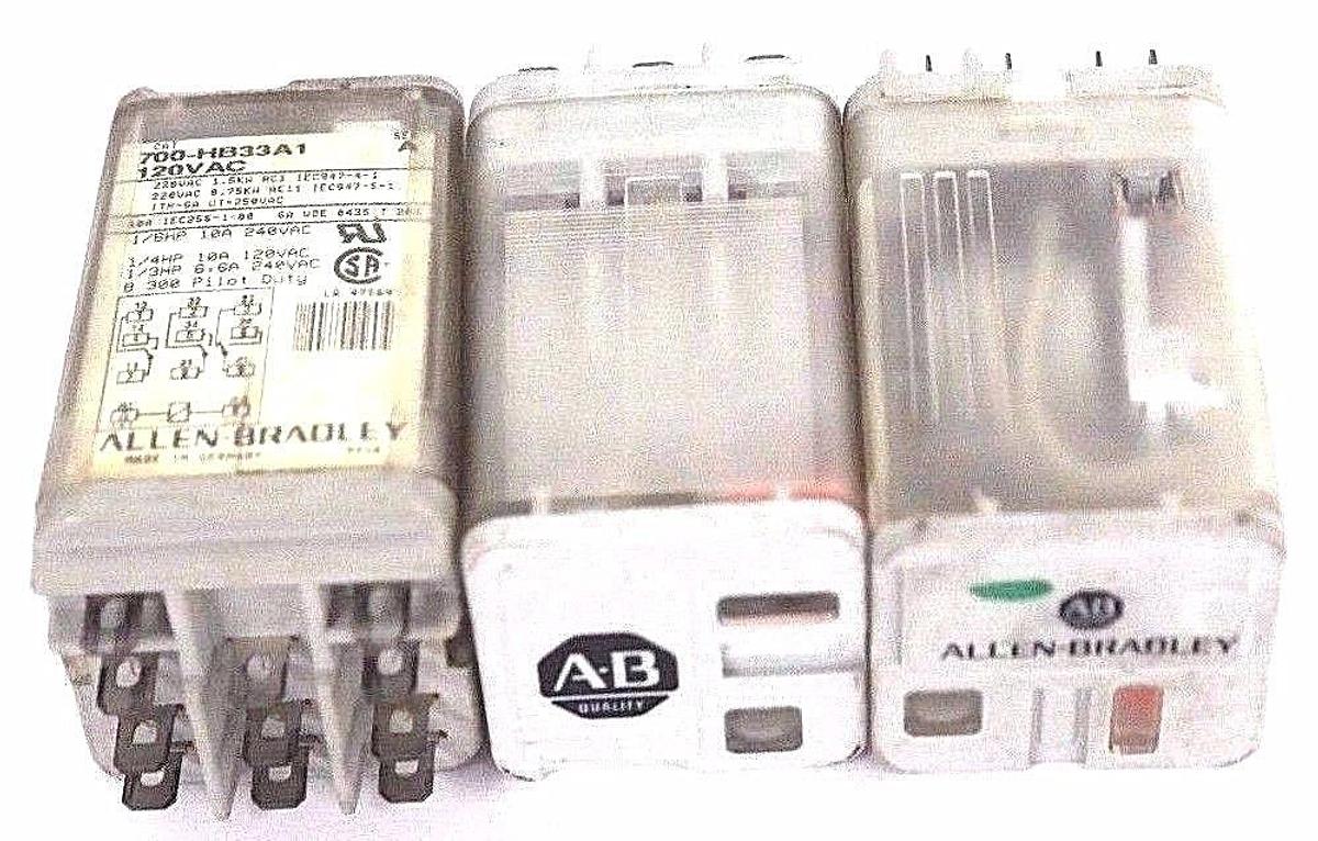 Used LOT OF 3 ALLEN BRADLEY 700-HB33A1 RELAYS 700HB33A1 SER. A, 120 VAC