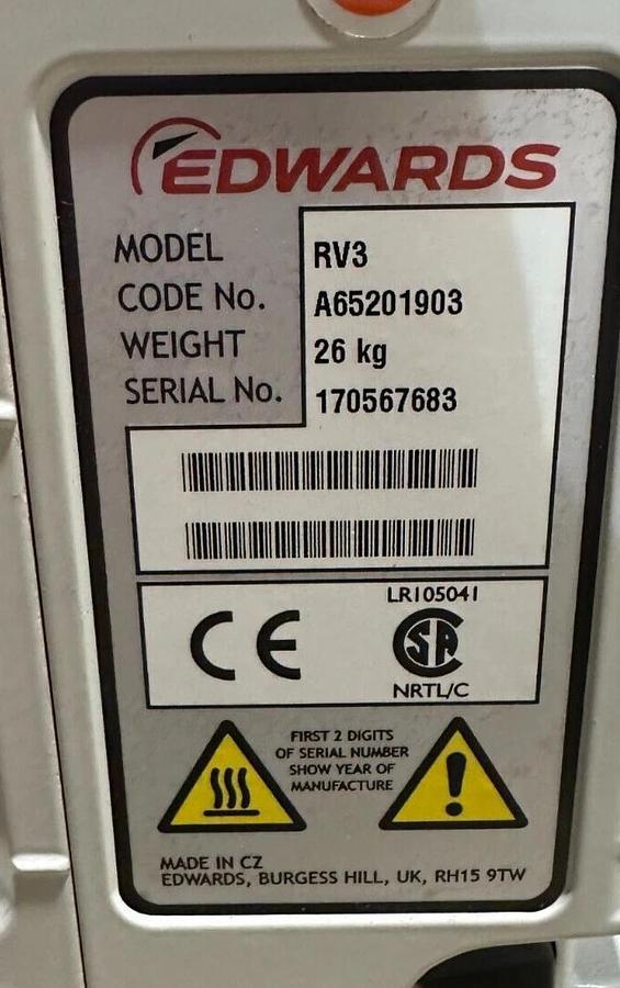 Used FOR PARTS EDWARDS A65201903 RV3 ROTARY VACUUM PUMP 50/60Hz 110/240V 1-PHASE