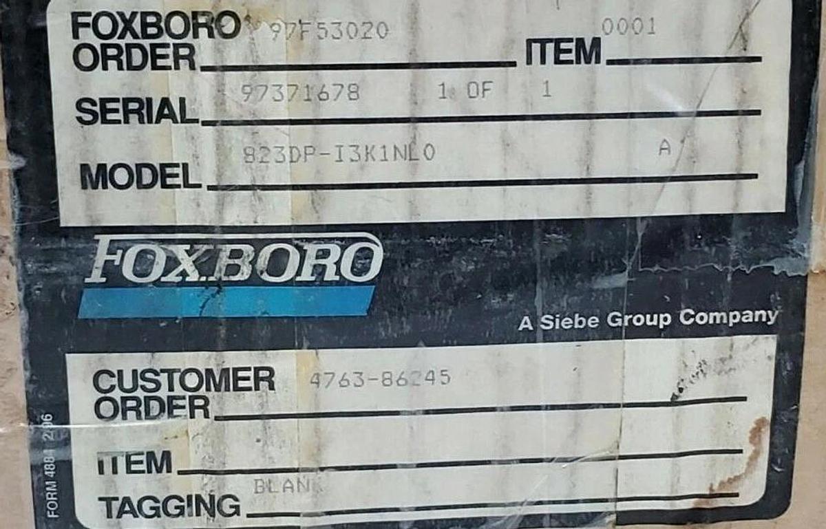 Used FOXBORO 823DP-I3K1NL0 ELECTRONIC TRANSMITTER W/ B0138NS SENSOR MODULE
