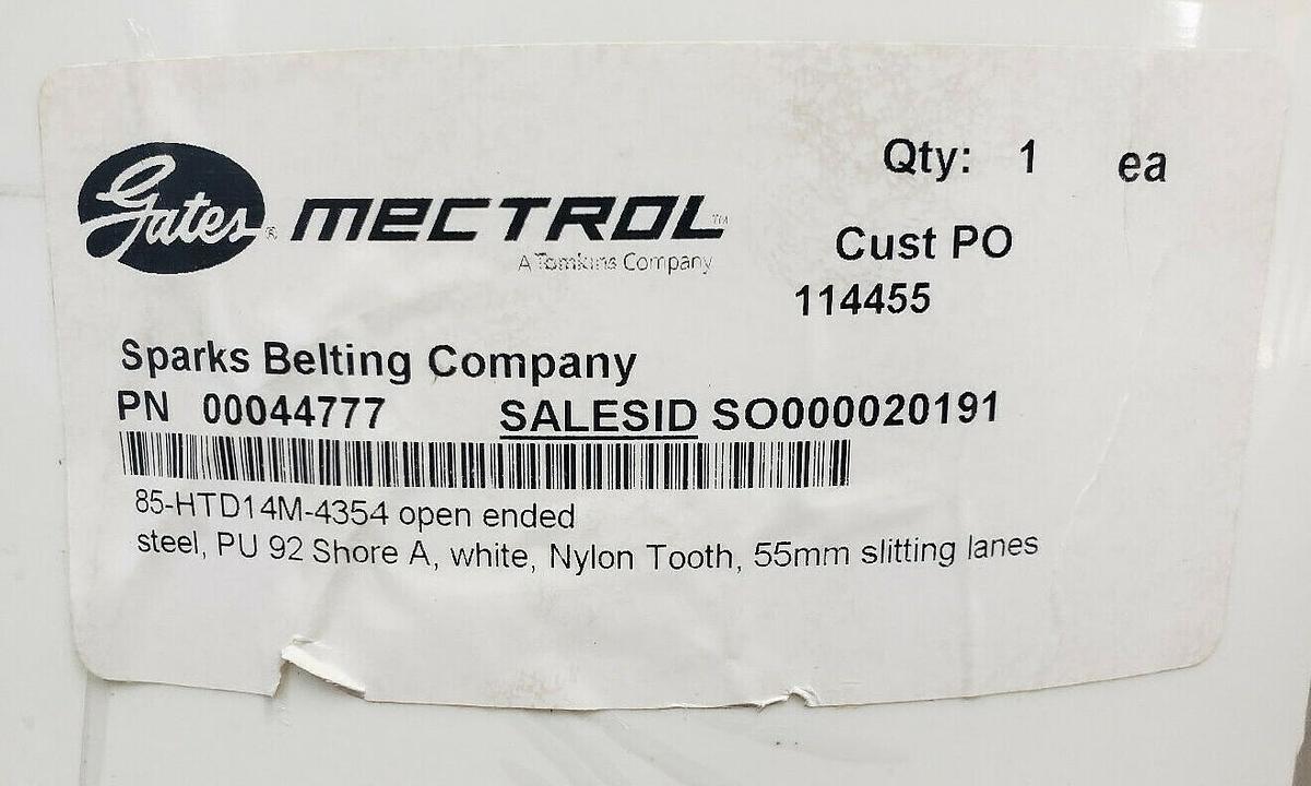 Used GATES MECTROL SPARKS 85-HTD14M-4354 BELT SPVBO15589|11 00044777 14MM 3-3/8" 14FT