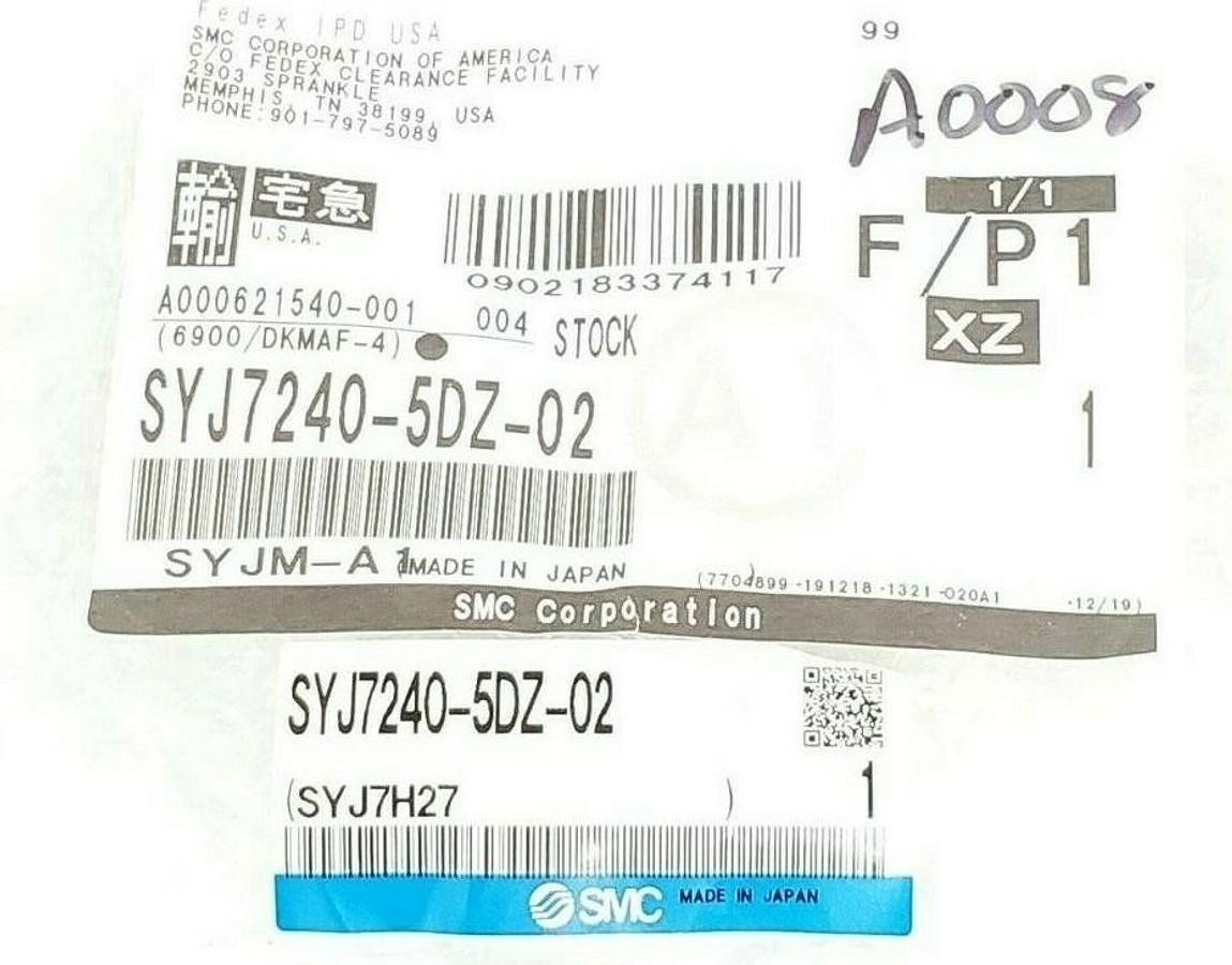 NEW SMC SYJ7240-5DZ-02 DOUBLE SOLENOID VALVE BASE MOUNT SYJ72405DZ02