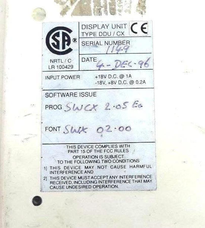 Used DEEMSTOP DDU/CX TOOL CHANGER INTERFACE +18VDC, 0.2/1.0A, DDUCX