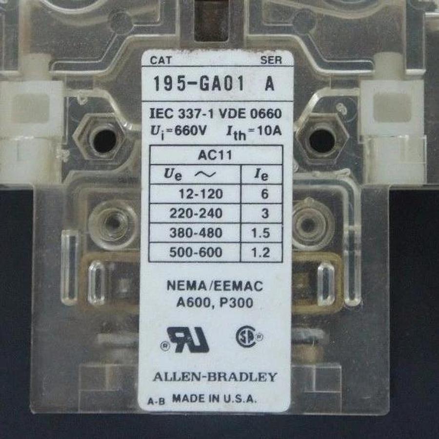 Used LOT OF 3 ALLEN BRADLEY AUXILIARY CONTACTS 195-GA01 , 195-GL01 , 195-GB01 SER. A