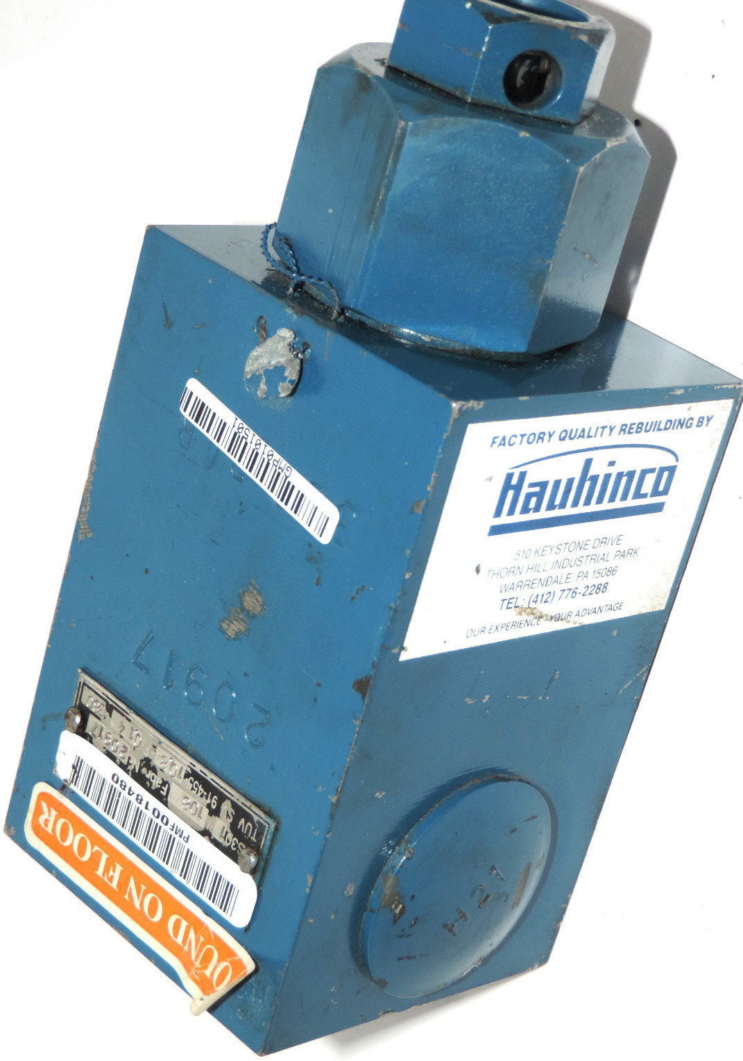 Used NEW HAUHINCO S301/108 HYDRAULIC VALVE FABR NO 20917 TUV SV 91-455-10.8-F-0.14380