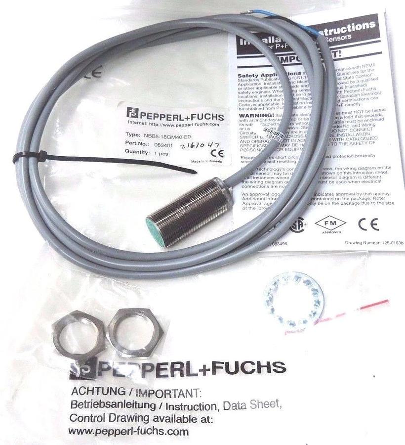 Used NEW PEPPERL & FUCHS P/N: 083401 INDUCTIVE SENSOR TYPE: NBB5-18GM40-E0
