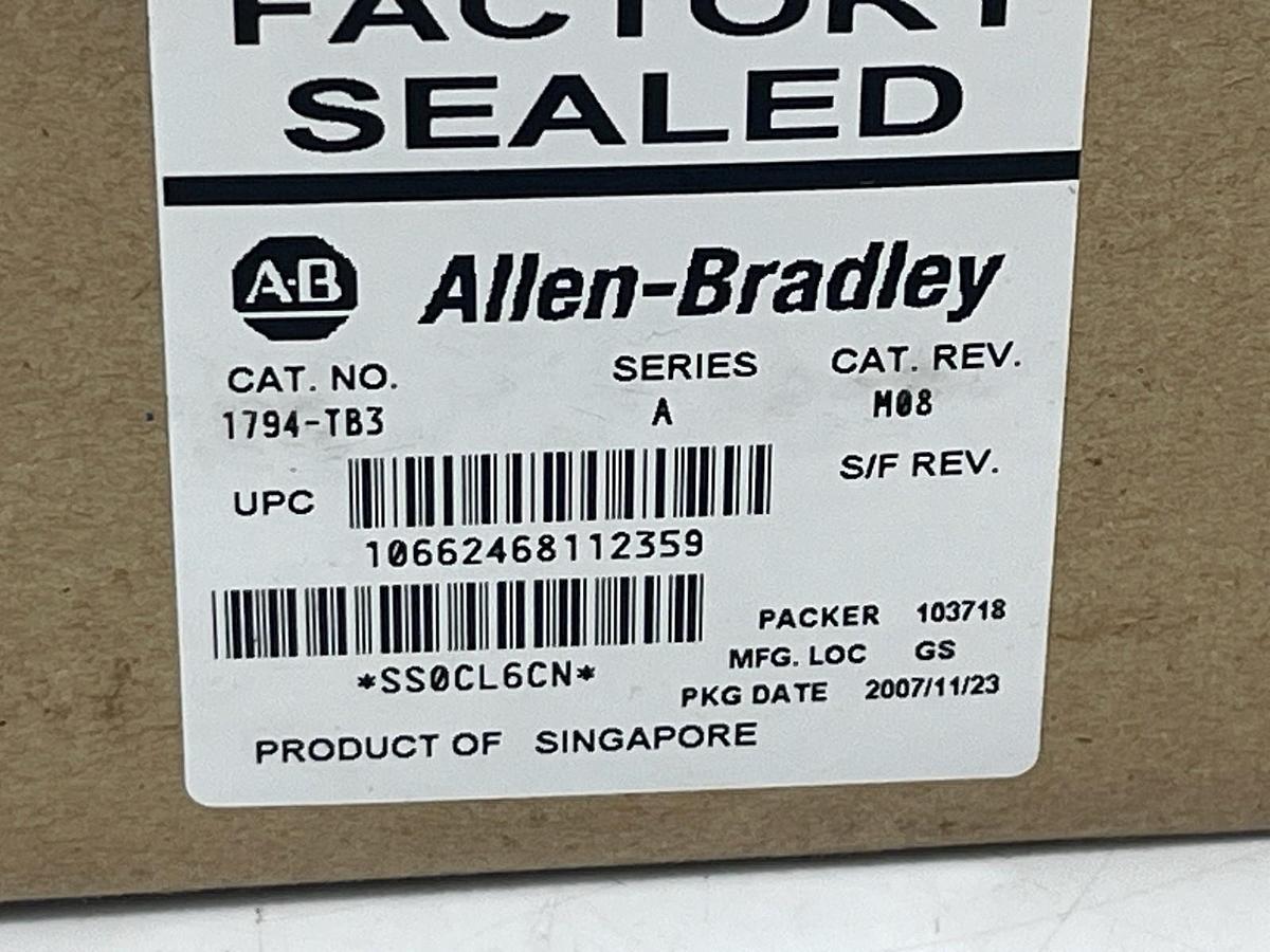 Used Allen Bradley 1794-TB3 Flex I/O Terminal Base | Ser A Rev B02 | PN 96145477