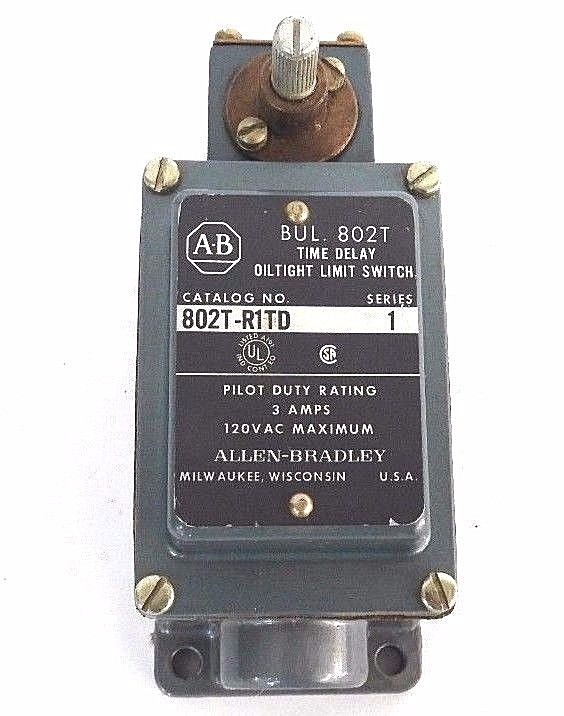 Used NEW ALLEN BRADLEY 802T-R1TD SER. 1 LIMIT SWITCH 802TR1TD 3AMPS, 120VAC MAX.