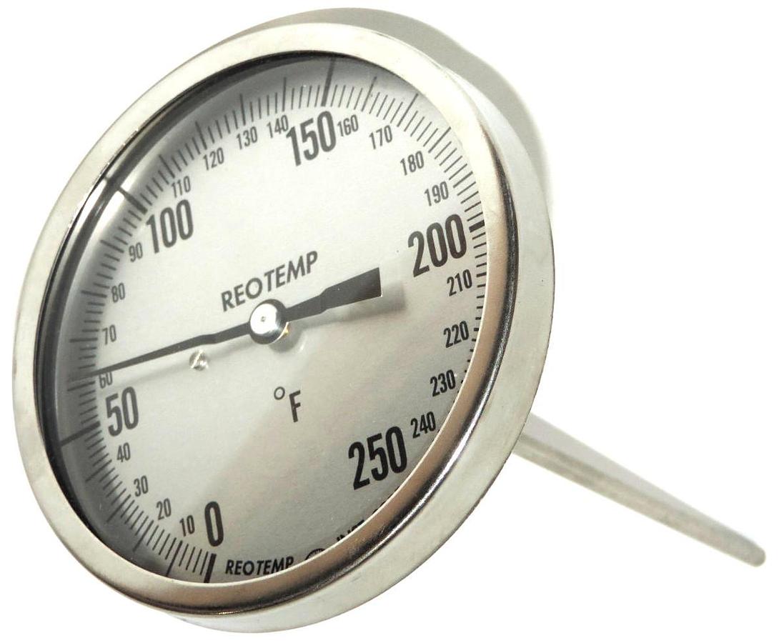 Used NEW REOTEMP BIMETAL 5" THERMOMETER 0-250F