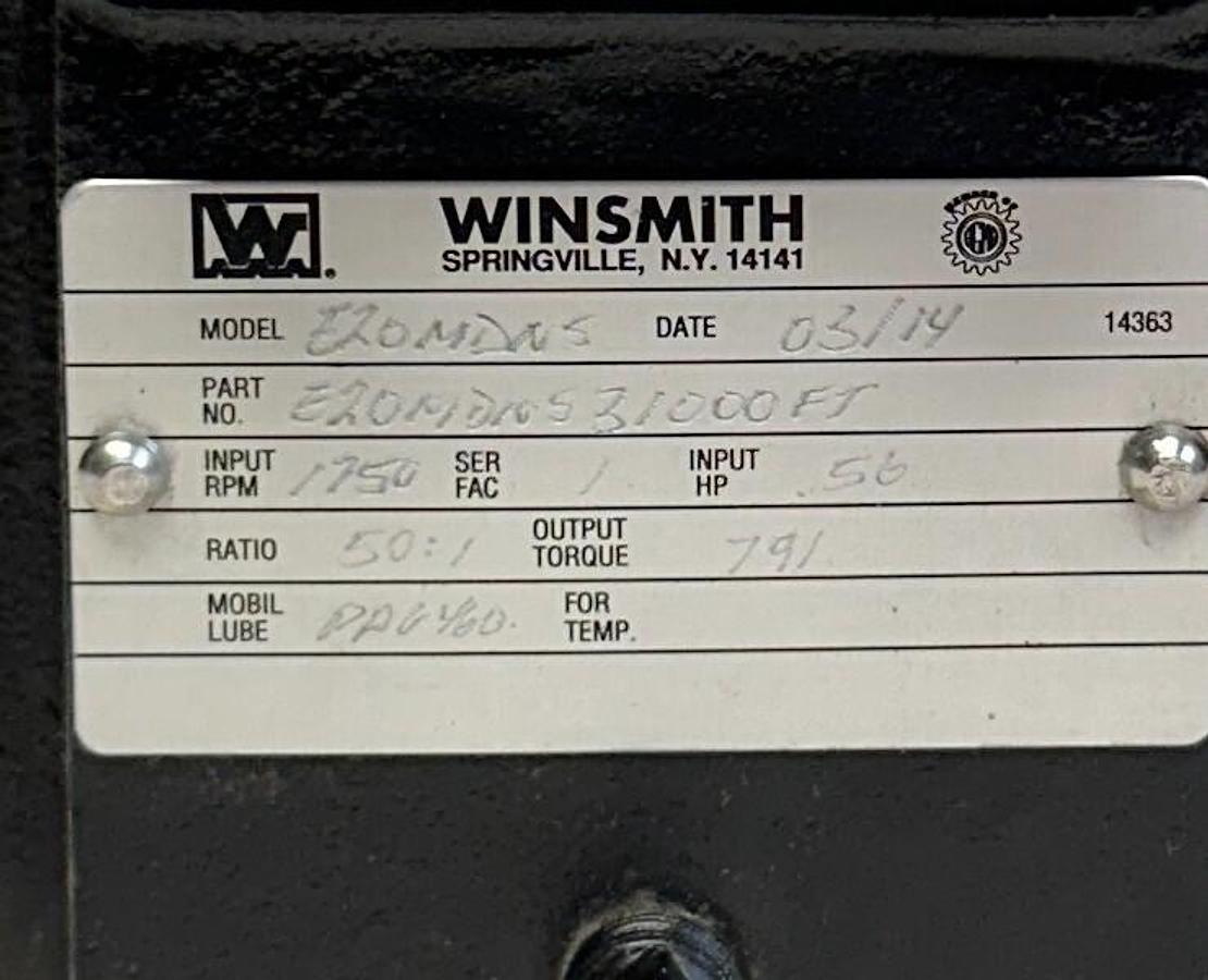 Used WINSMITH E20MDNS / E20MDNS31000FT SE ENCORE E20 REDUCER 50:1 RATIO WinGuard NSMP
