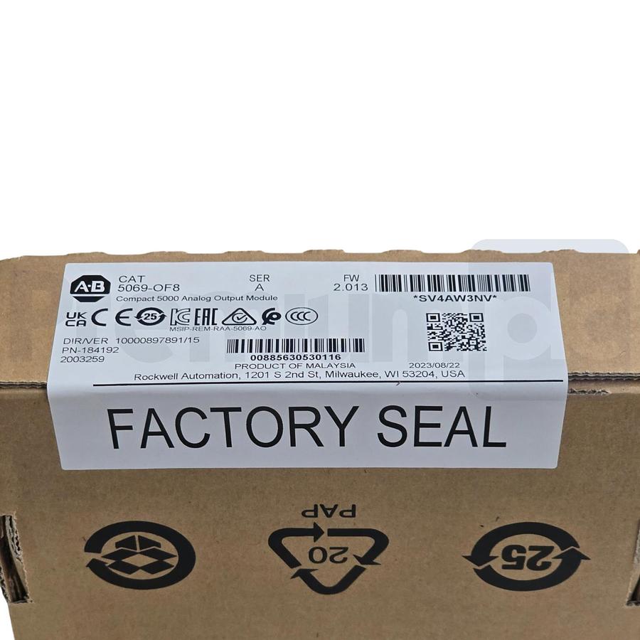 Used Sealed Pre-Owned Allen Bradley 5069-OF8 /A Compact 5000 8Ch Analog Output Module