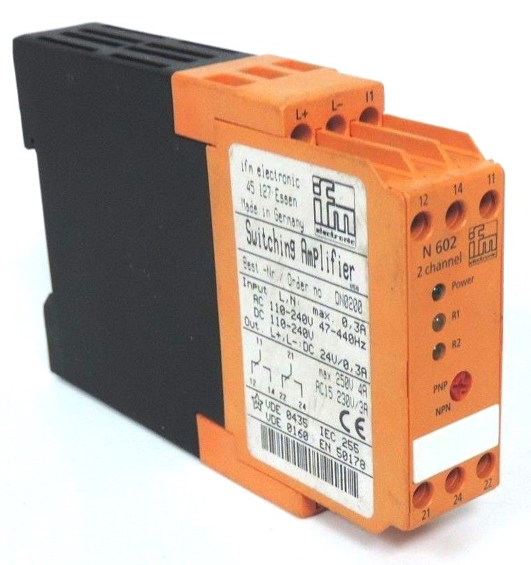 Used IFM EFECTOR DN0200 SWITCHING AMPLIFIER 2 CHANNEL
