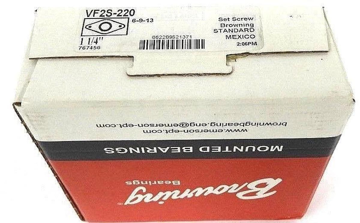NIB BROWNING VF2S-220 BEARING 1-1/4" 2BOLT FLANGE SET SCREW LOCKING VF2S220