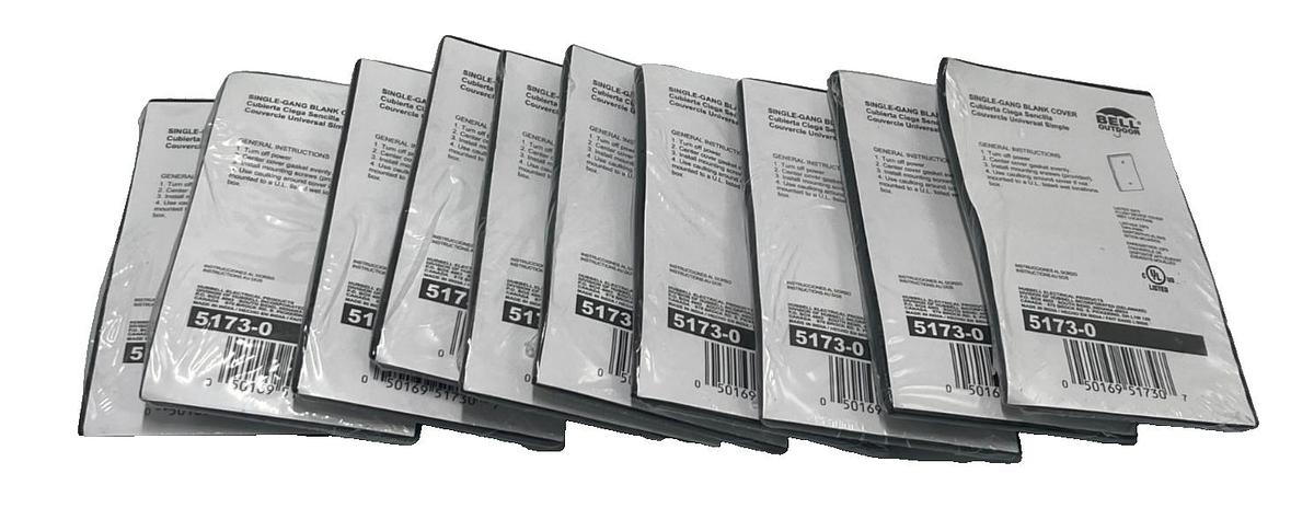 Used LOT OF 10 BELL OUTDOOR 5173‑0 SINGLE GANG BLANK COVER WEATHERPROOF GRAY ALUMINUM