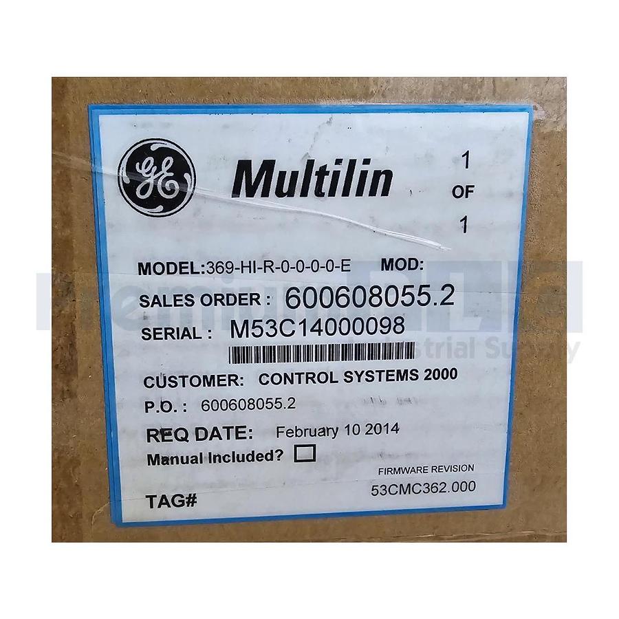 GE Multilin 369 Legacy MOTOR MANAGEMENT PROTECTION RELAY 369-HI-R-0-0-0-0-E NSMP