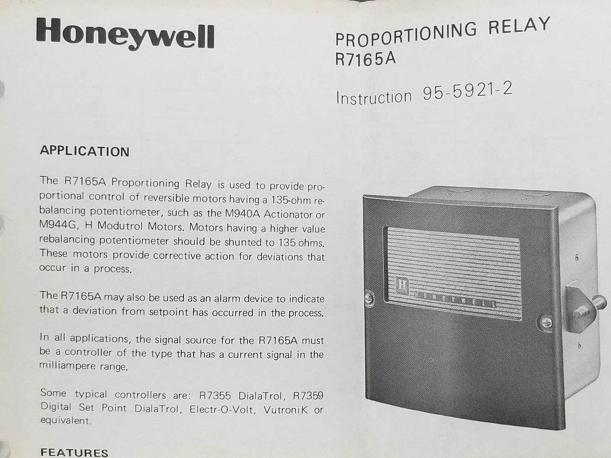 Used NIB HONEYWELL R7165A-1102 PROPORTIONING RELAY 120V, 50/60HZ, R7165A1102