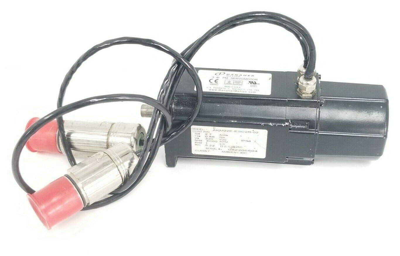Used DANAHER MOTION AKM22E-ESC2R-02 SERVOMOTOR 320VDC 2.7 ARMS 8000RPM