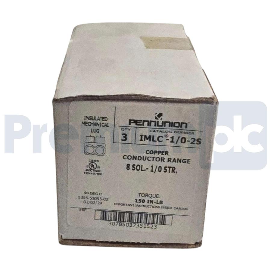 Used Box of 3 Penn-Union IMLC-1/0-2S Insulated Mechanical Lug Connector 8-1/0 Range