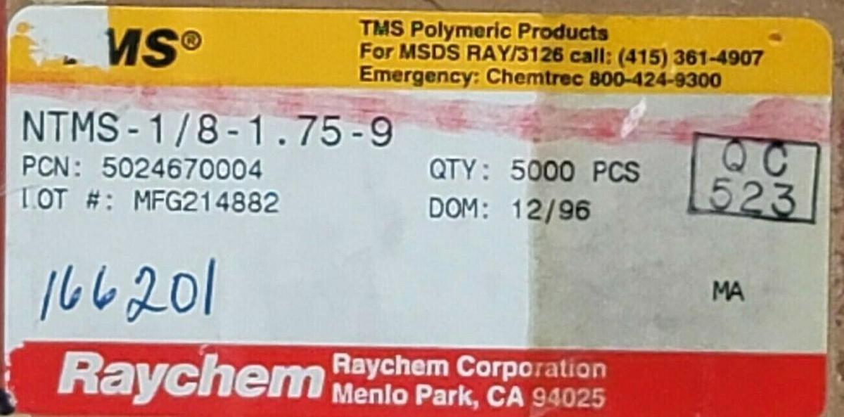 Used NEW ROLL OF 5000 RAYCHEM NTMS-1/8-1.75-9 SHRINKABLE MARKERS NTMS181759 WHITE
