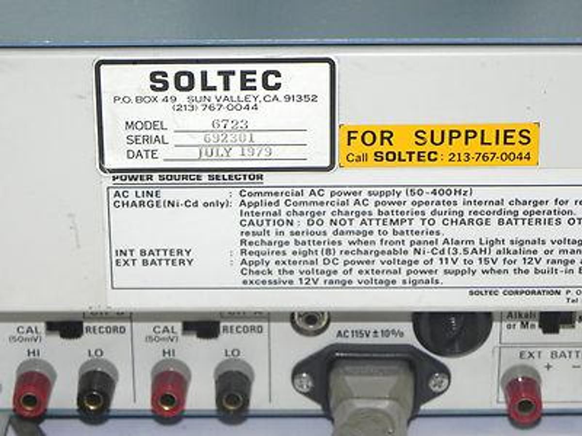 Used SOLTEC VP-6723S 2 PEN PORTABLE CHART RECORDER VP6723S