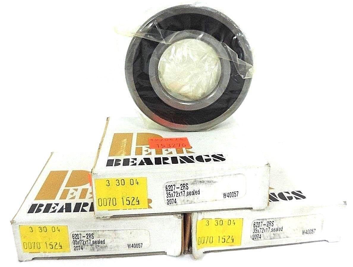 Used LOT OF 3 NIB PEER 6207-2RS BEARINGS 62072RS, 35X72X17 SEALED