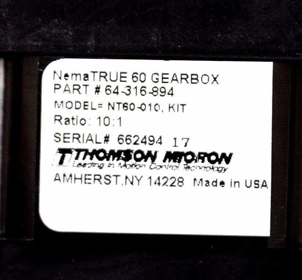 NEW THOMSON MICRON 64-316-894 TRUE 60 GEARBOX NT60-010 KIT 10:1 64316894 NT60010