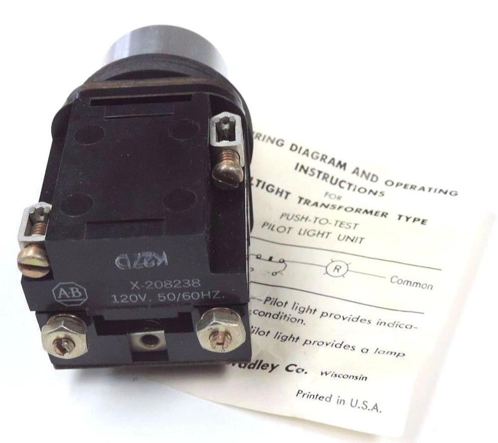 Used NIB ALLEN BRADLEY 800T-PT16 PILOT LIGHT UNIT 800TPT16 SER. A W/ X-208238, 120V