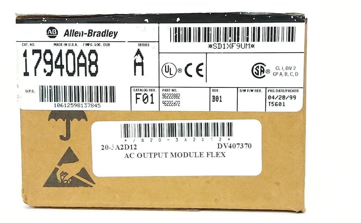 NIB ALLEN BRADLEY 1794-OA8 SER. B OUTPUT MODULE CAT. REV. F01 REV. B01