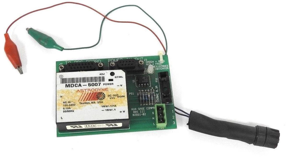 Used AIR GAGE COMPANY 02661-02 BOARD ABS III W/ ASTRODYNE MDCA-5007 POWER SUPPLY