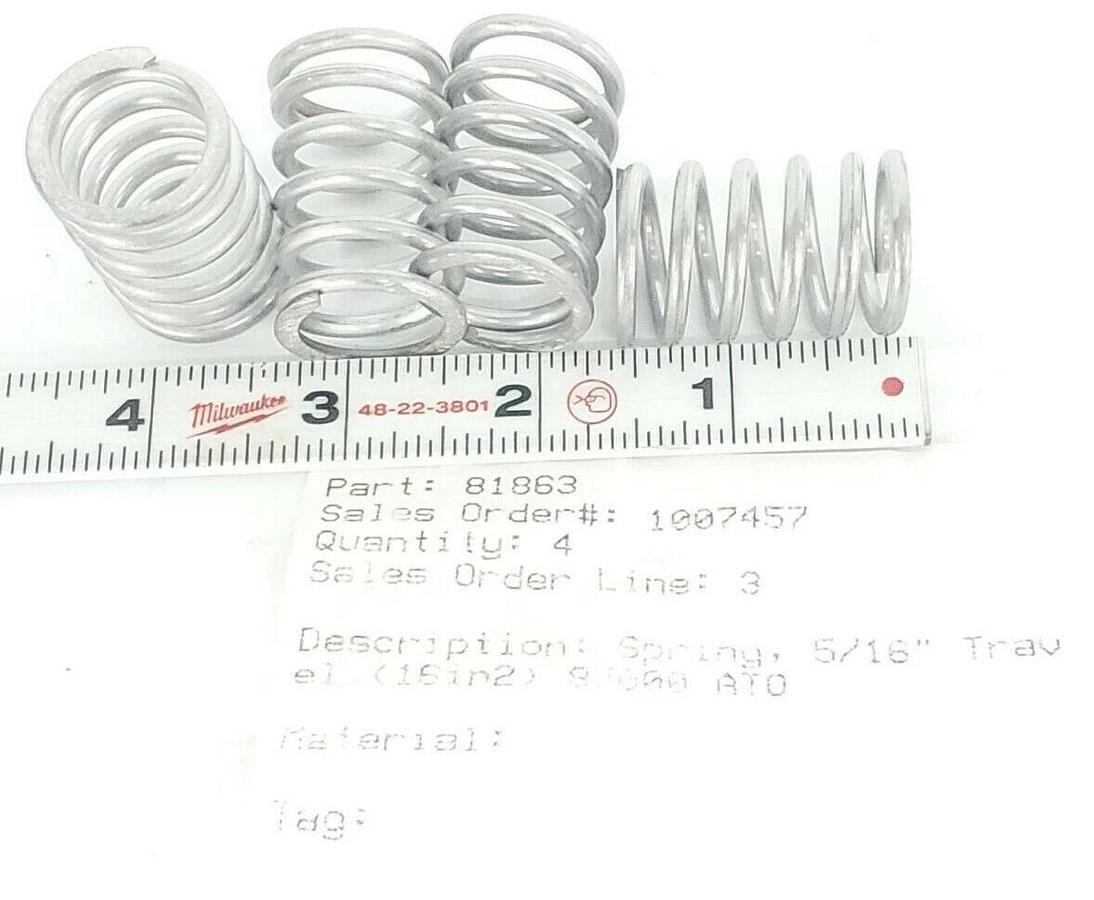 Used BAG OF 4 NEW BAUMANN 81863 SPRINGS 5/16'' 87000 ATO 16in2