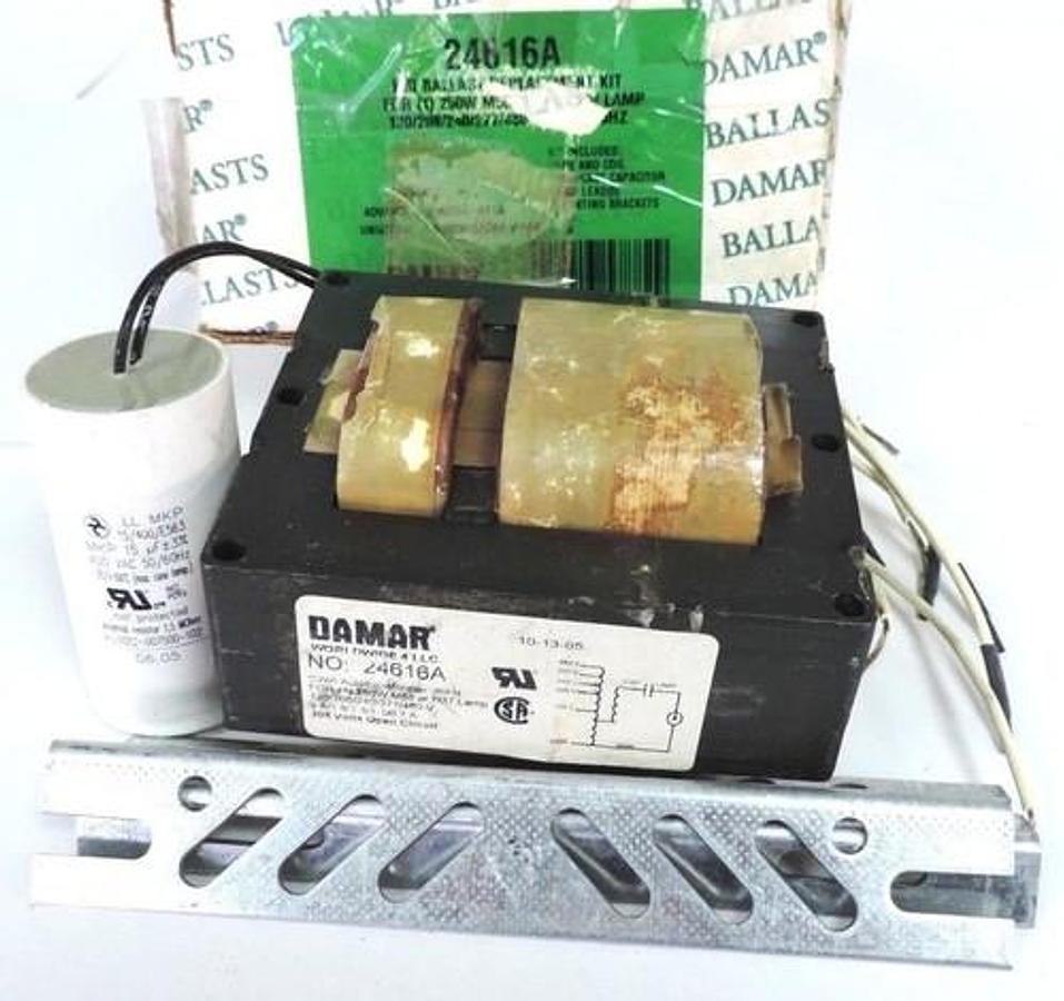 Used NEW DAMAR 24616A HID BALLAST, RESISTOR & MOUNTING KIT,FOR 250WMH/MV LAMP