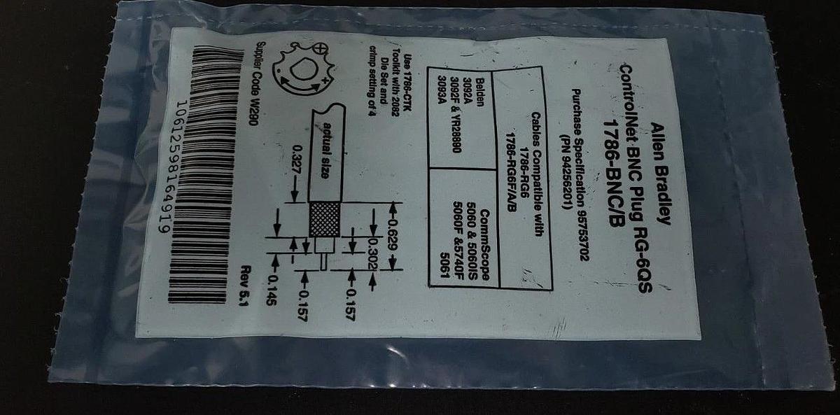 Used NEW ALLEN BRADLEY 1786-BNC/B CONTROLNET BNC PLUG RG-6QS 1786-BNC