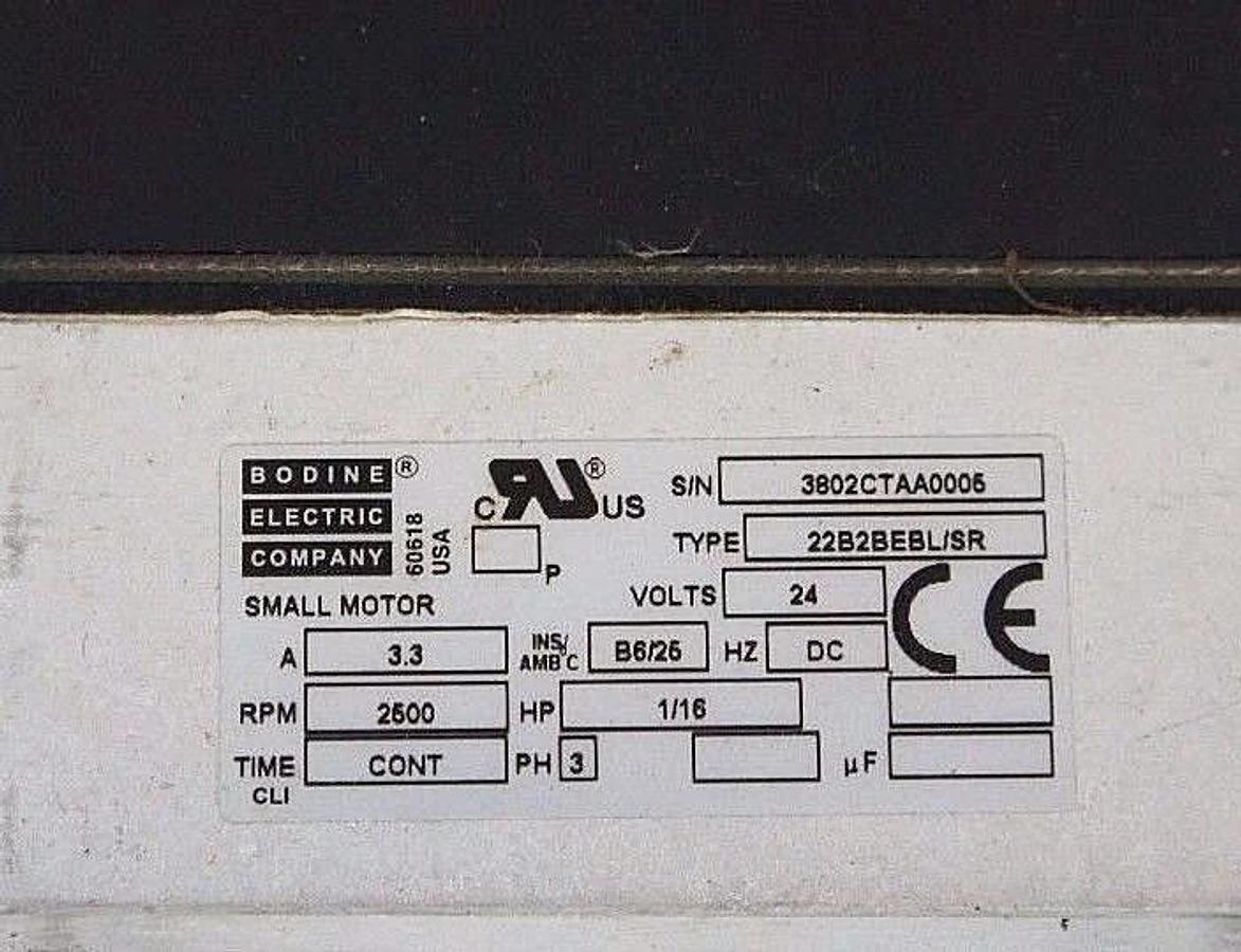 Used BODINE INTEGRAMOTOR CONTROL PANEL W/ 22B2BEBL/SR GEAR MOTOR W/CABLES AND CASE