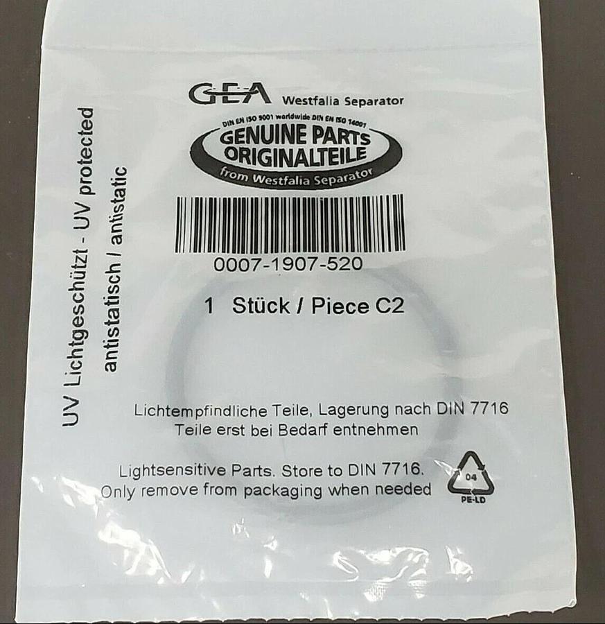 Used NEW GEA WESTFALIA SEPARATOR 0007-1907-520 O-RING SEAL 00071907520
