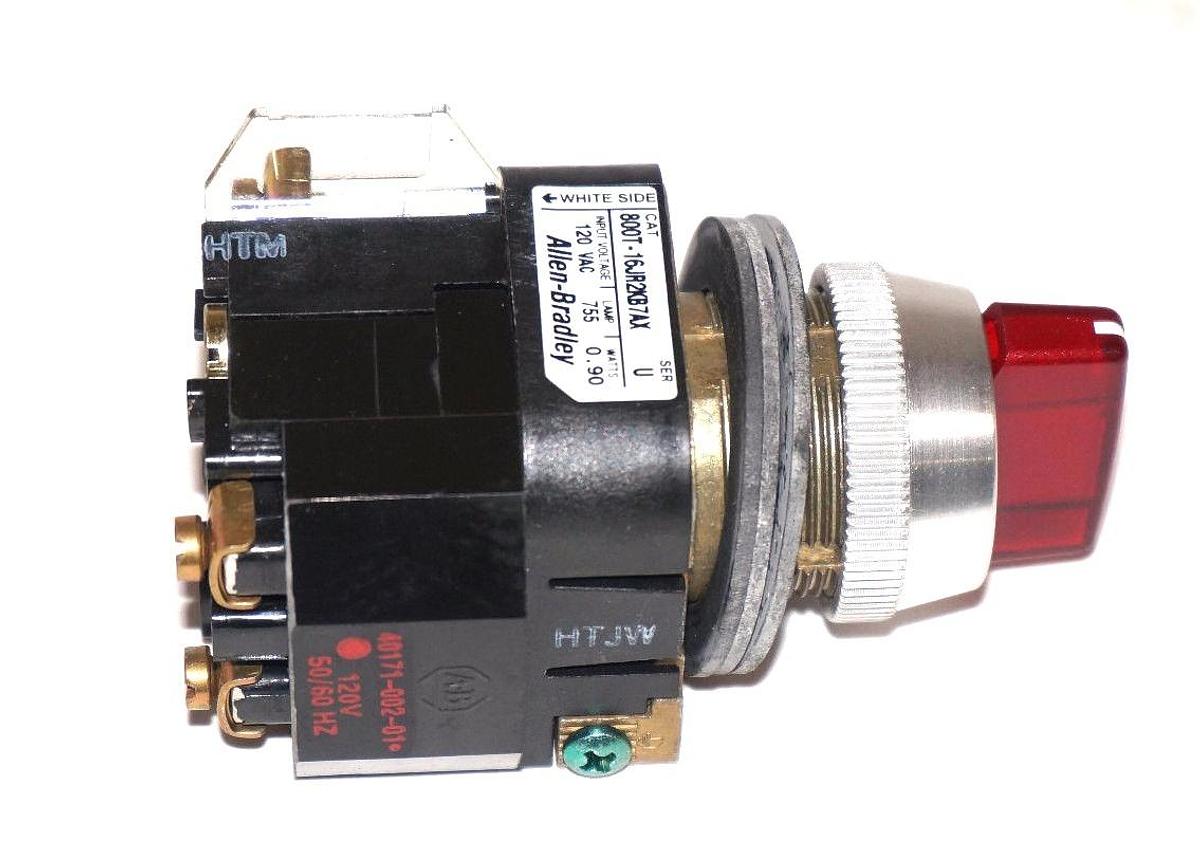 Used NIB ALLEN BRADLEY 800T-16JR2KB7AX ILLUMINATED SELECTOR SWITCH SER. U