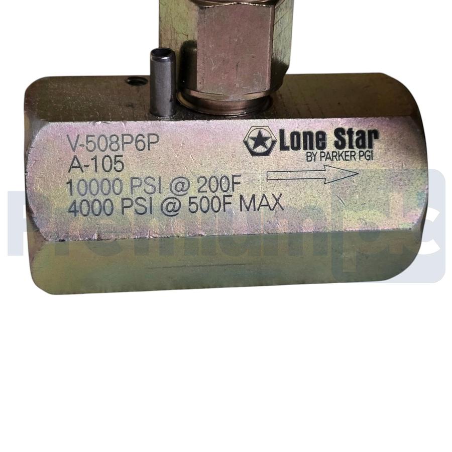 Used Lone Star by Parker PGI V-508P6P | V-508 Needle Valve 1/2" NPT Carbon Steel NEW