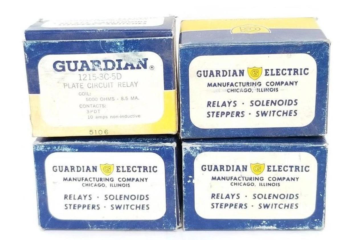 LOT OF 4 GUARDIAN ELECTRIC 1215-3C-5D PLATE CIRCUIT RELAY A410-359462-00