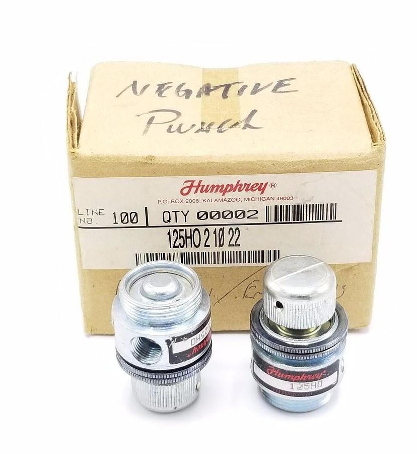 Used LOT OF 2 NIB HUMPHREY 125HO-2-10-22 AIR VALVES 125HO21022